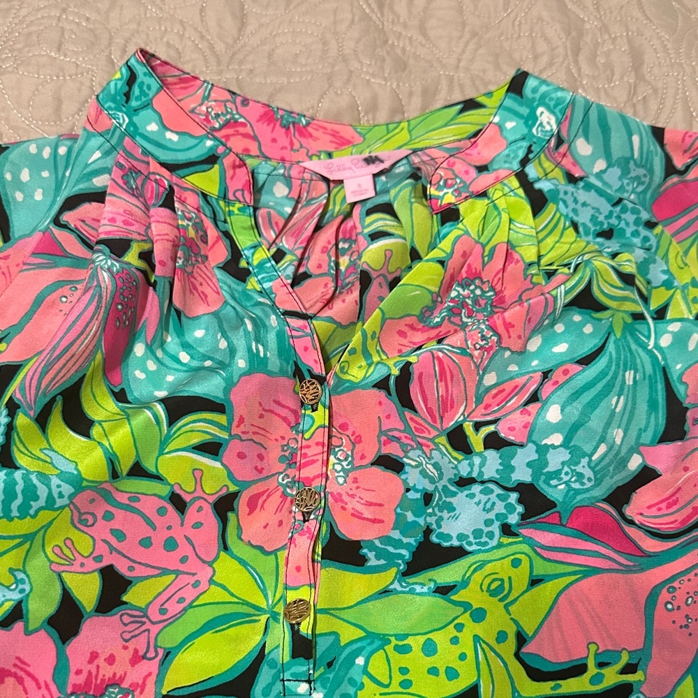 Lilly Pulitzer Pink and Green Floral Top